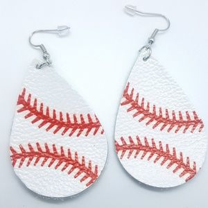 Genuine Leather Baseball Earrings Brand New